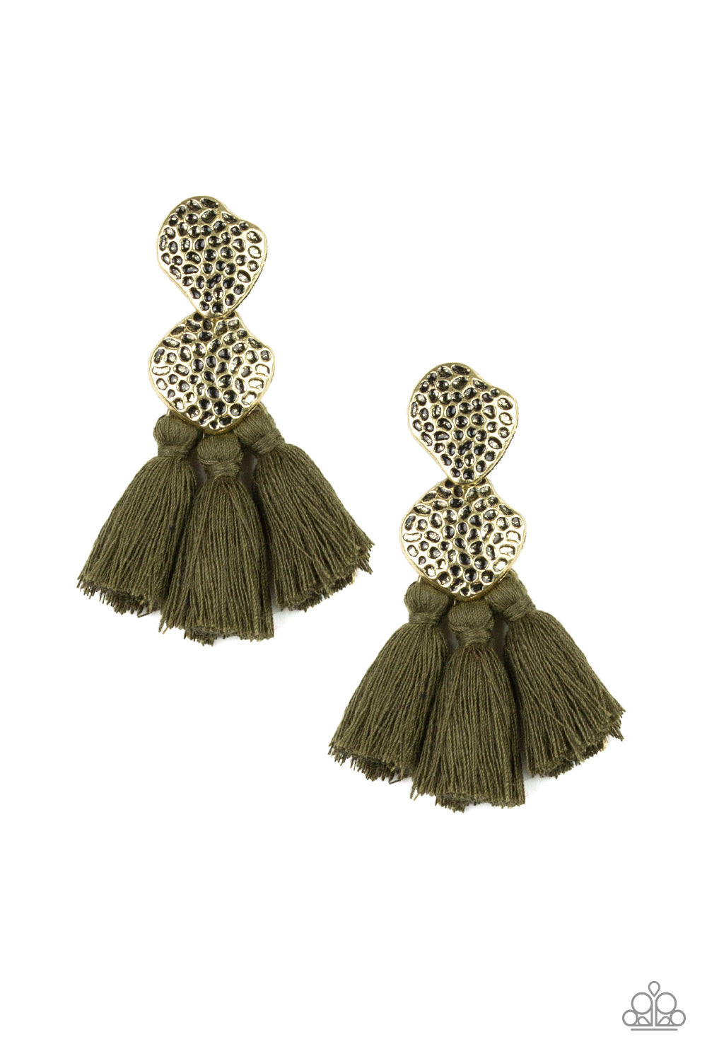 Paparazzi Tenacious Tassel - Green Earrings - Kingdom Bling Showroom