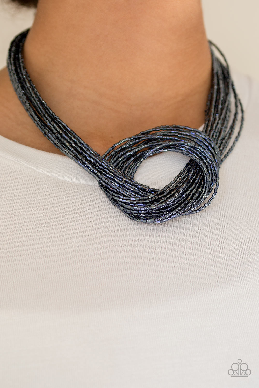 Paparazzi Knotted Knockout - Blue Necklace - Kingdom Bling Showroom