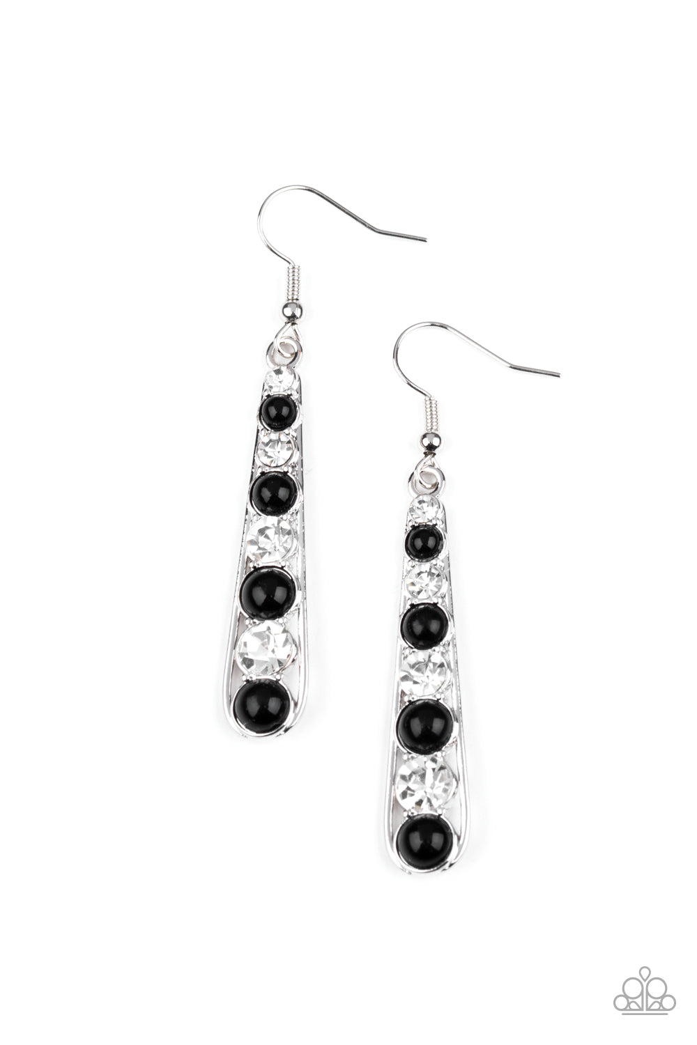 Paparazzi Drawn Out Drama - Black Earrings - Kingdom Bling by Pamela