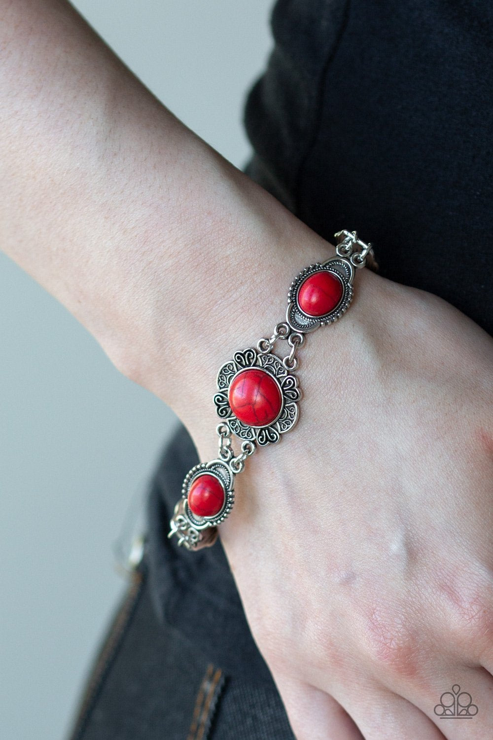 Paparazzi Serenely Southern - Red Bracelet 