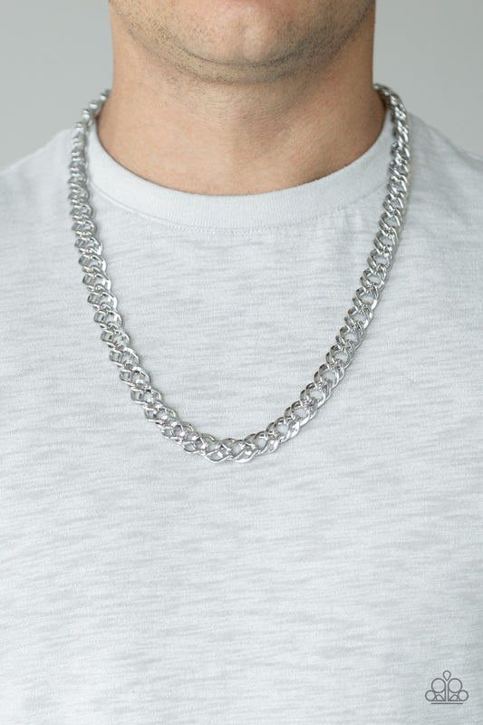 Paparazzi Undefeated - Silver Urban Necklace - Kingdom Bling Showroom