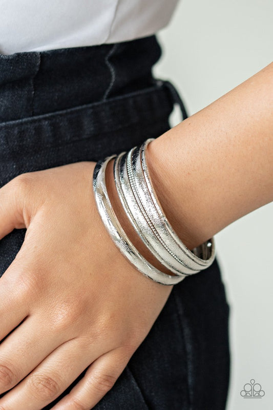 Paparazzi Basic Bauble - Silver Bangle Bracelet 