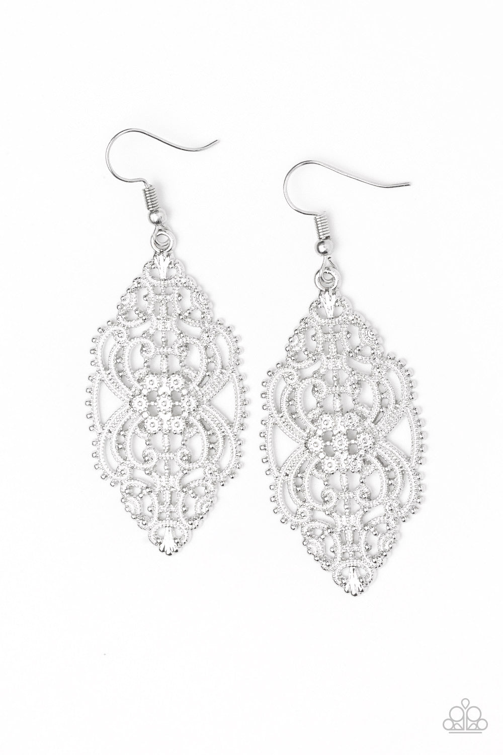 Paparazzi Ornately Ornate - Silver Earrings - Kingdom Bling Showroom