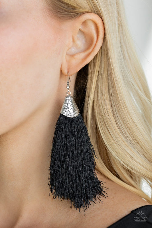 Paparazzi Tassel Temptress - Black Earrings 