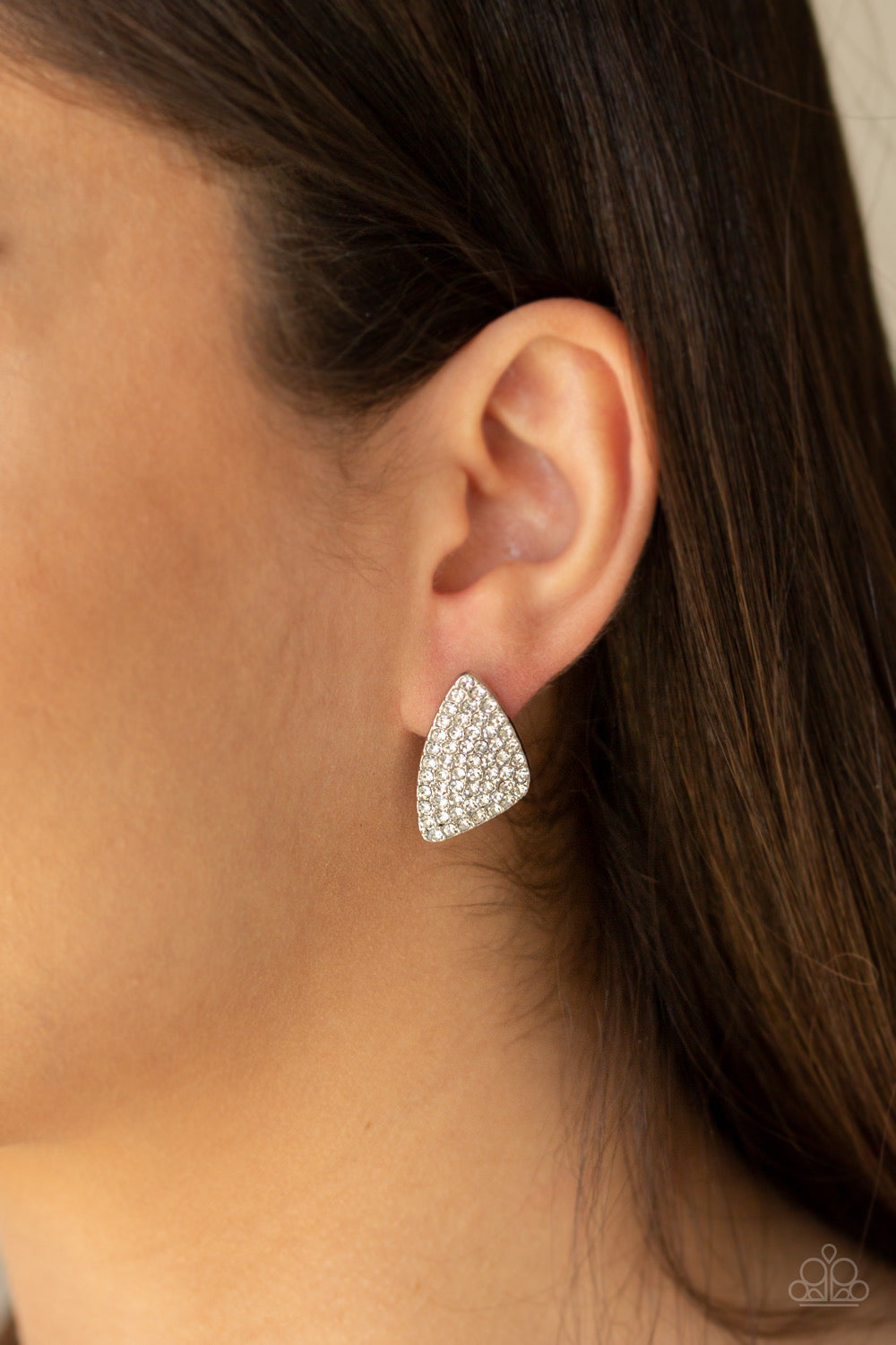 Paparazzi Supreme Sheen - White Post Earrings - Kingdom Bling by Pamela