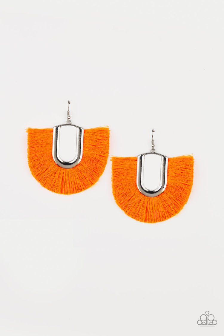 Paparazzi Tassel Tropicana - Orange Earrings 