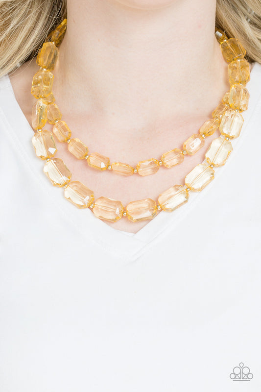 Paparazzi Ice Bank - Gold Necklace - Kingdom Bling Showroom