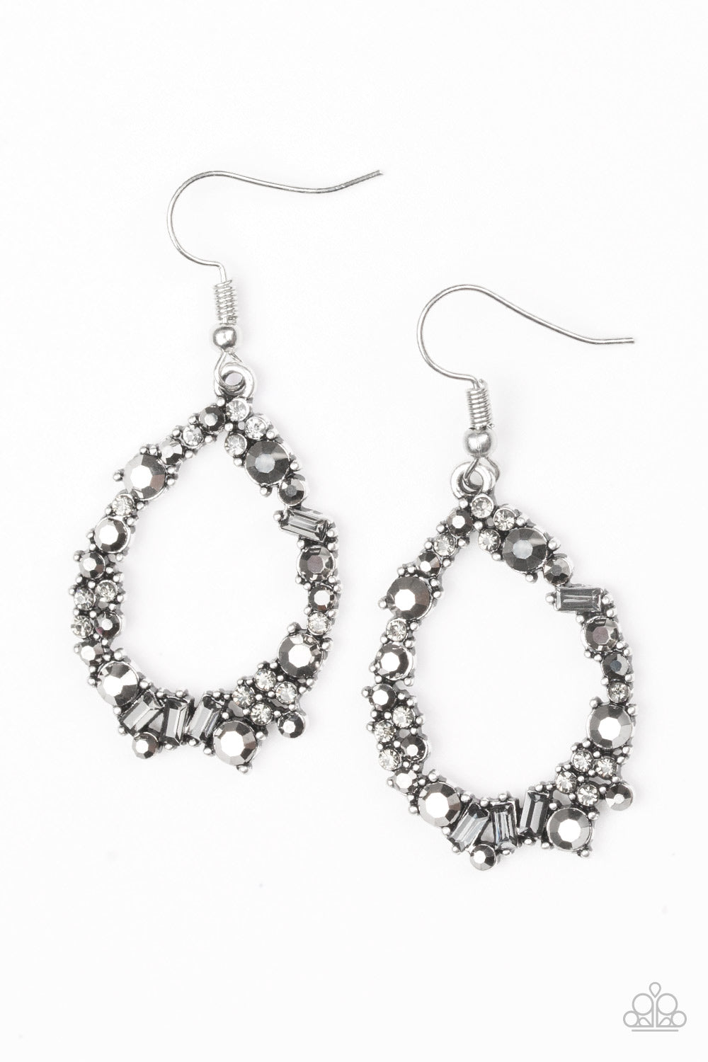 Paparazzi Crushing Couture  - Silver Earrings - Kingdom Bling Showroom