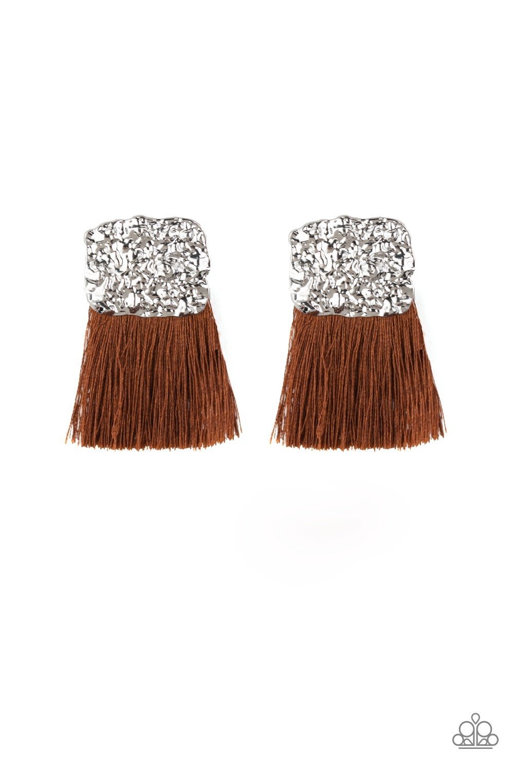 Paparazzi Plume Bloom - Brown Earrings 