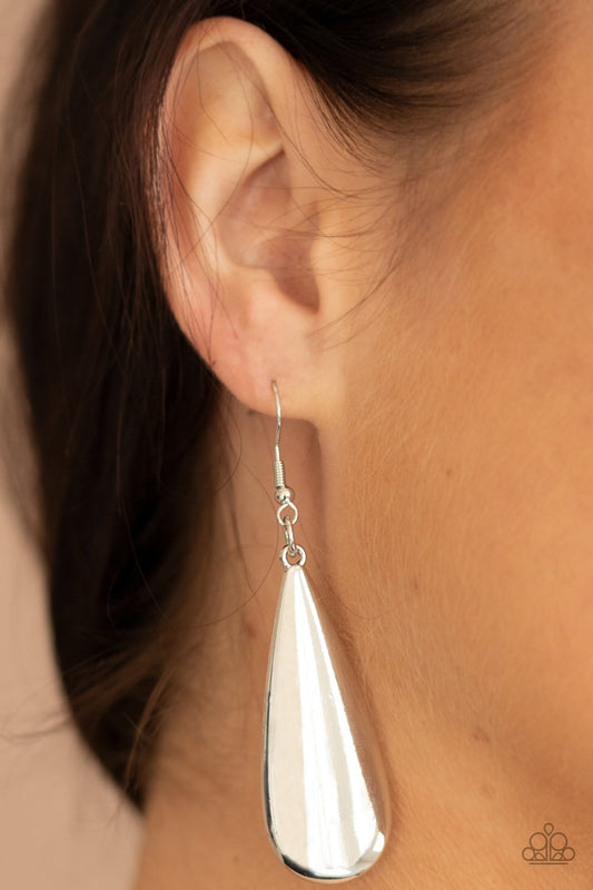 Paparazzi The Drop Off - Silver Earrings