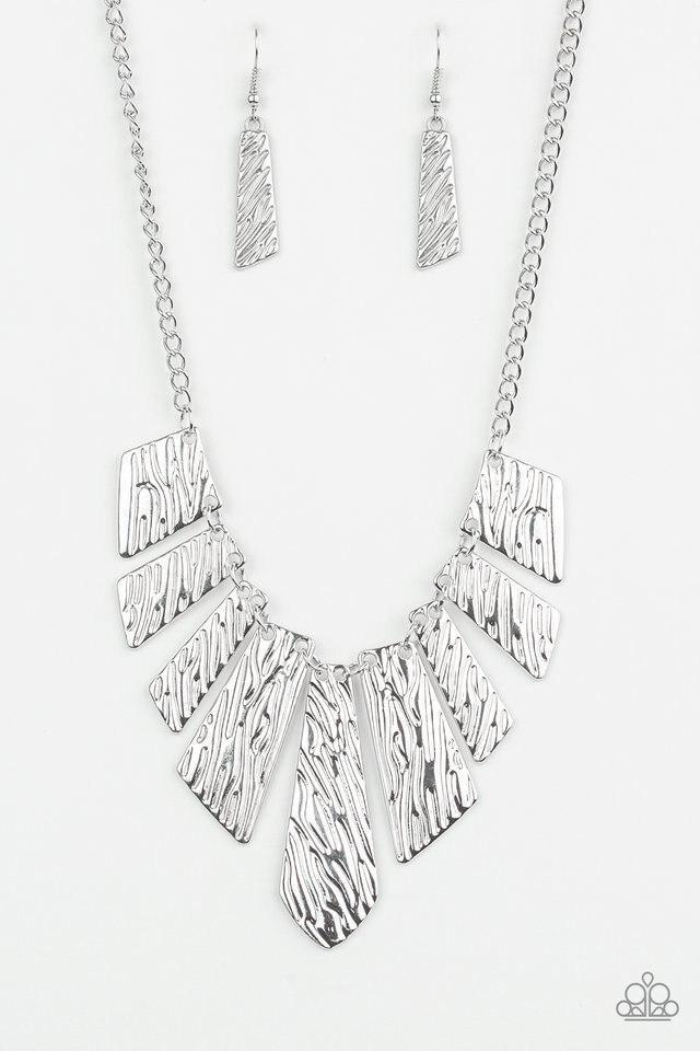 Paparazzi Texture Tigress - Silver Necklace - Kingdom Bling Showroom