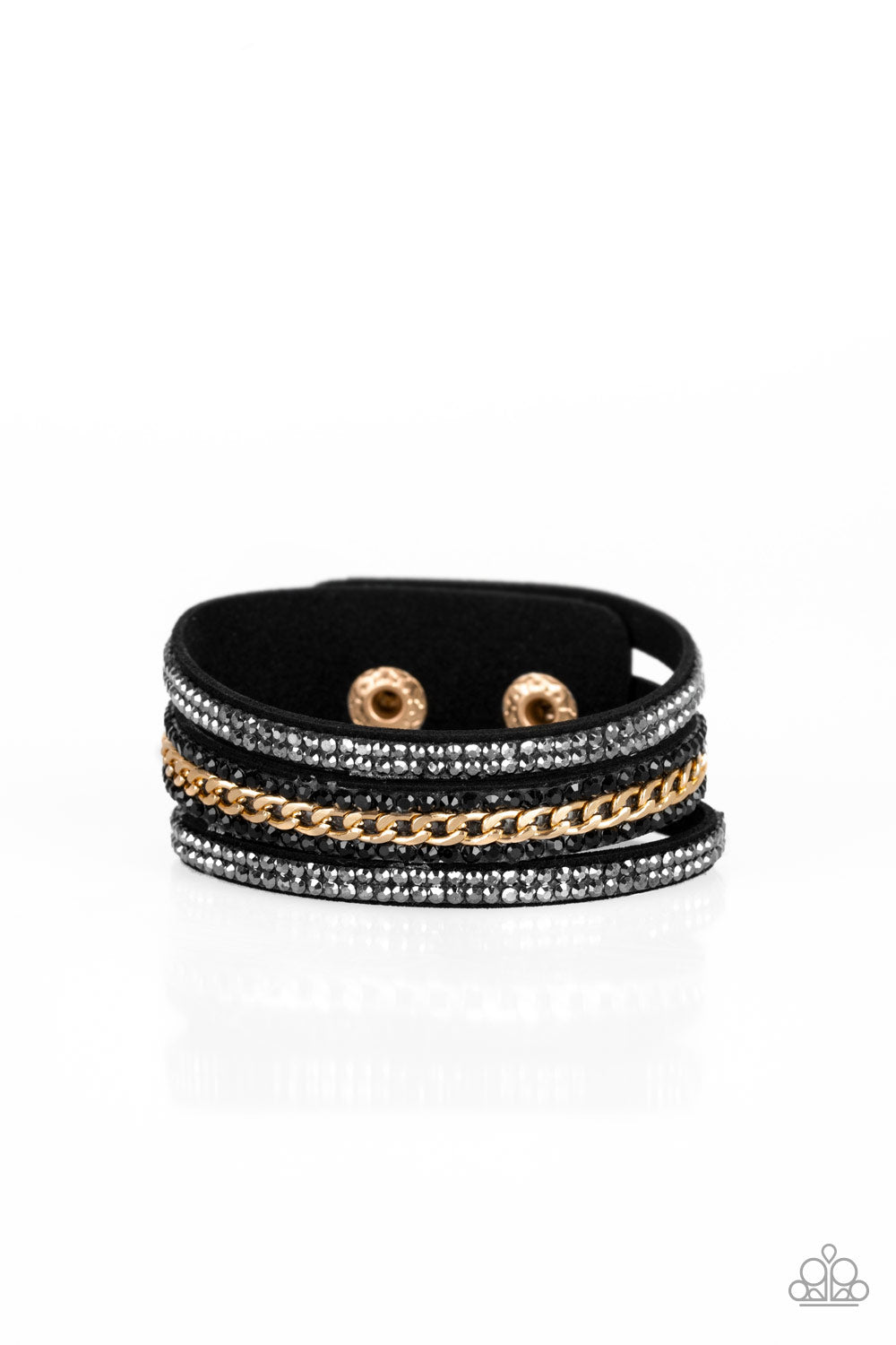 Paparazzi Rollin In Rhinestones - Black Urban Bracelet 