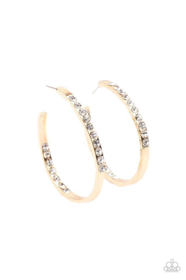 Paparazzi Borderline Brilliance - Gold Hoop Earrings 