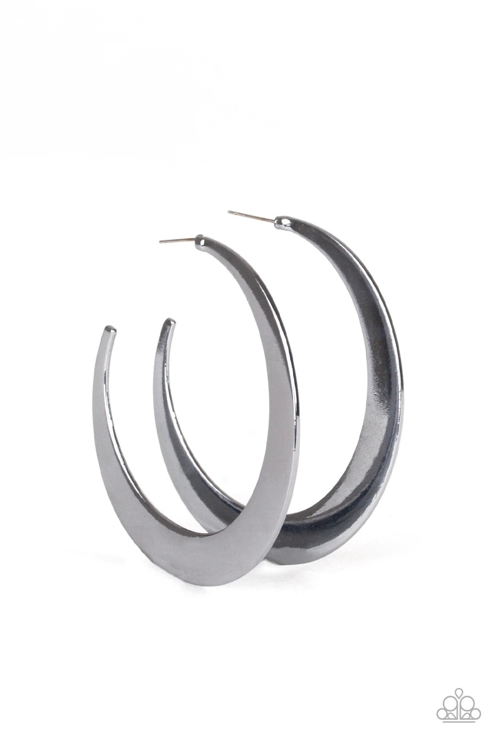 Paparazzi Moon Beam - Black Hoop Earrings