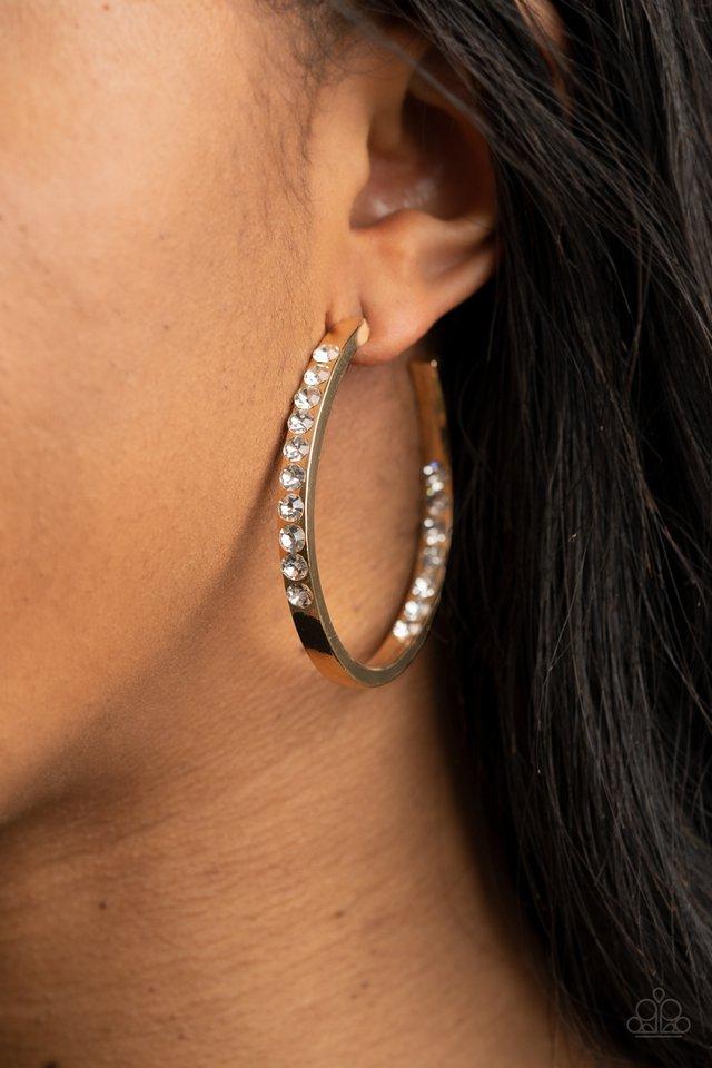 Paparazzi Borderline Brilliance - Gold Hoop Earrings 