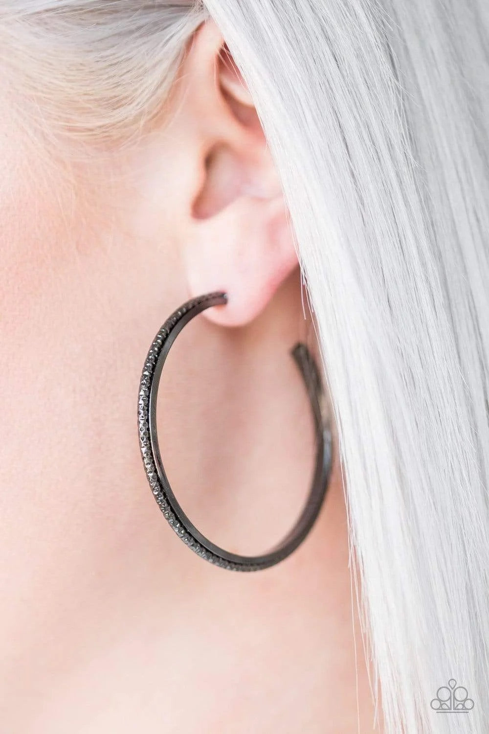 Paparazzi Girl Gang - Black Hoop Earrings 