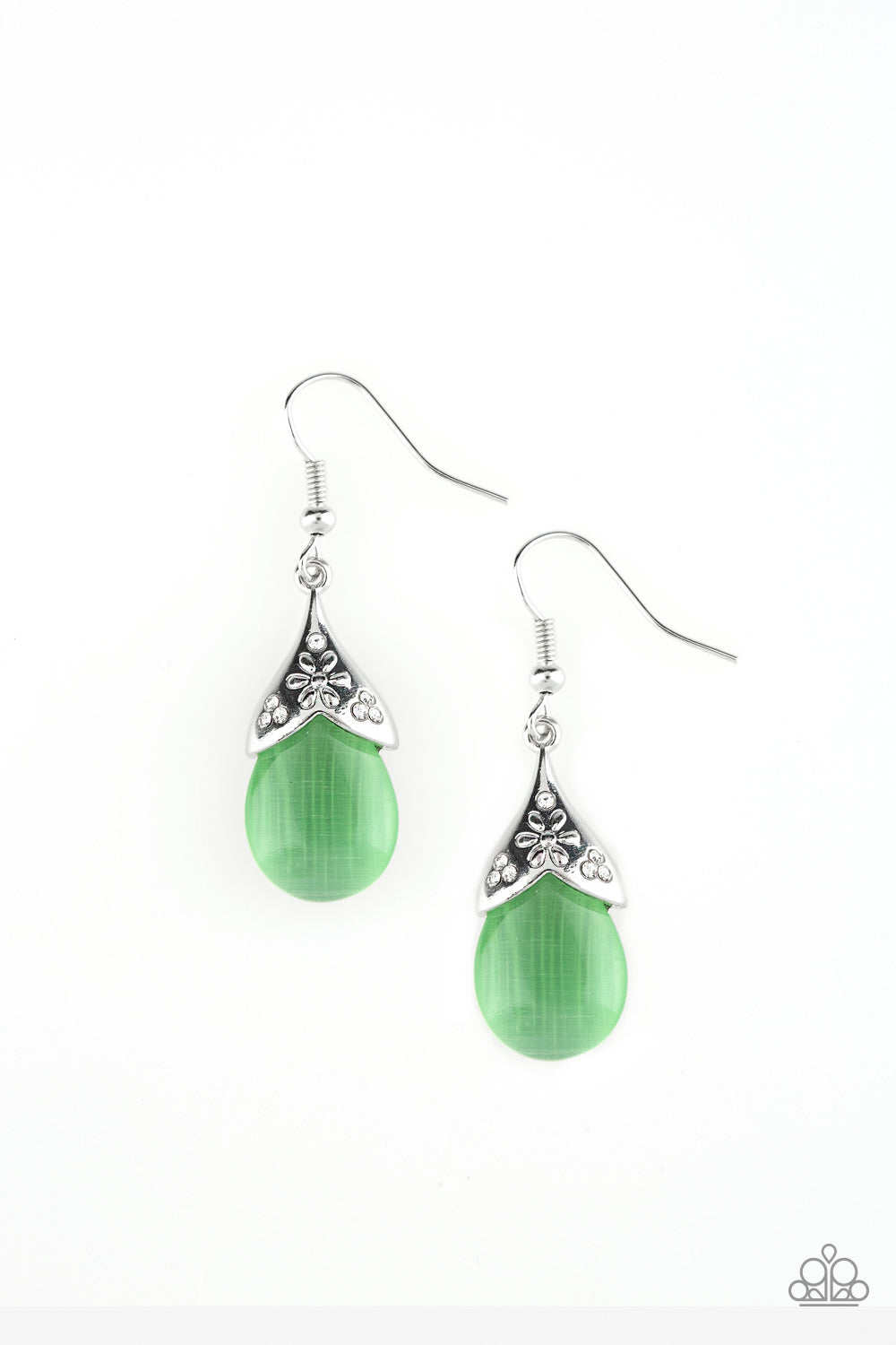 Paparazzi Spring Dew – Green Moonstone Earrings