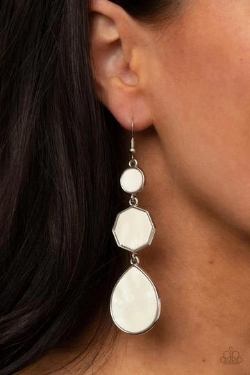 Paparazzi Progressively Posh - White Earrings 