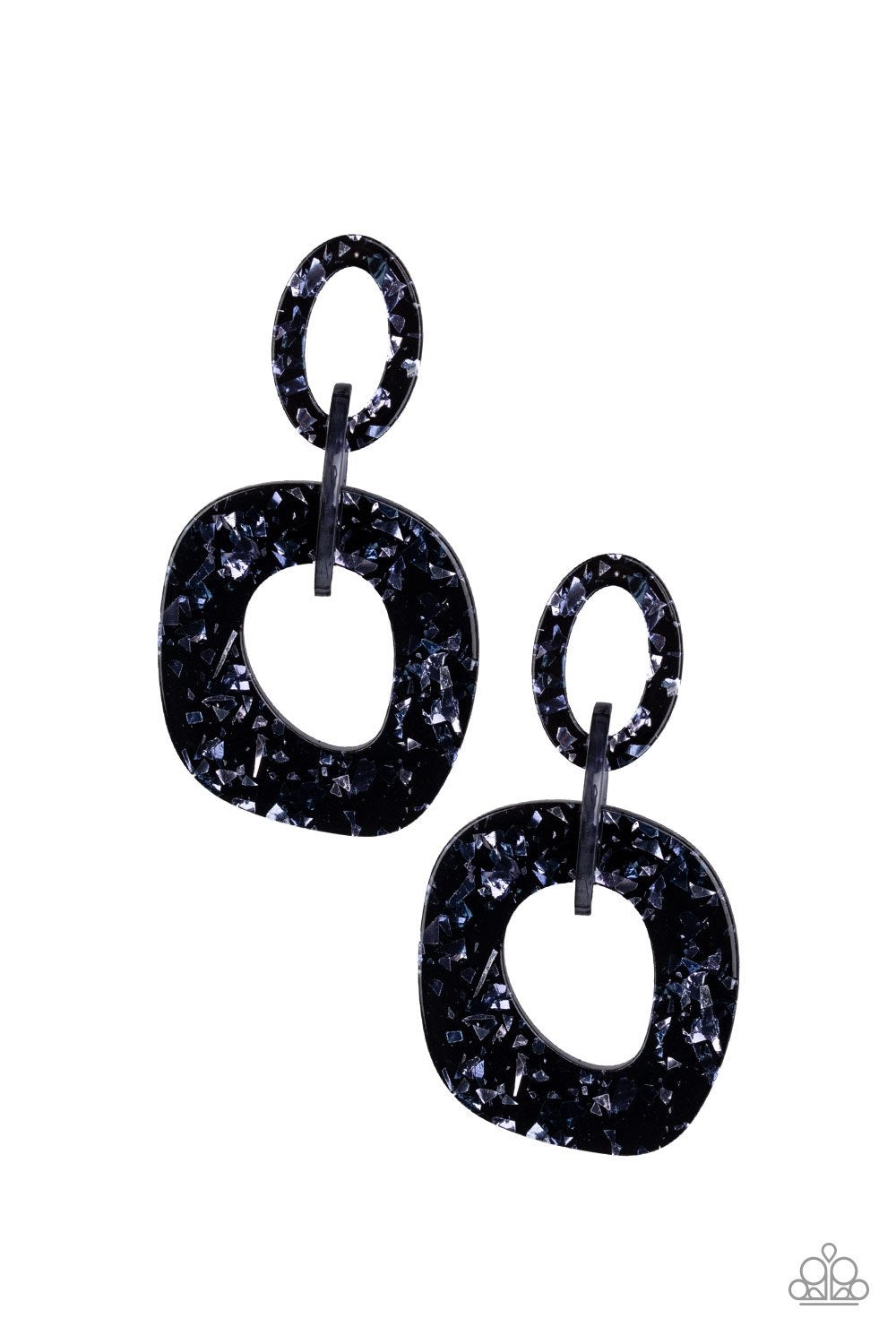 Paparazzi Confetti Congo - Blue Glittering Acrylic Earrings 