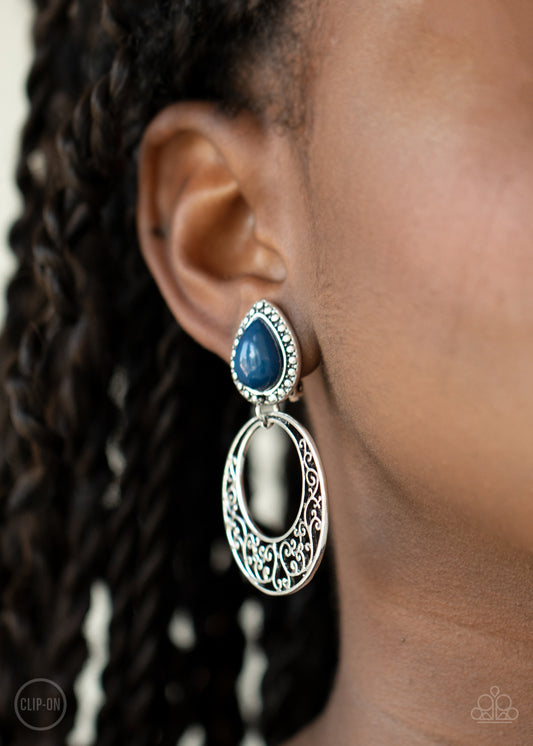 Paparazzi Exotic Escape - Blue Clip-On Earrings