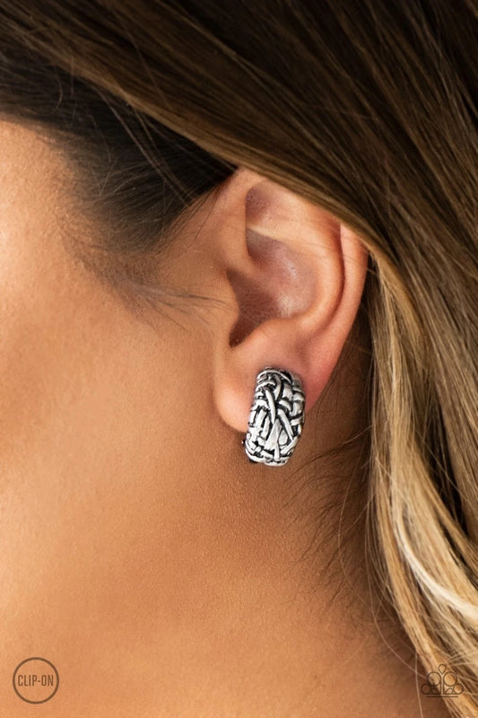 Paparazzi Couture Collision - Silver Clip-On Earrings