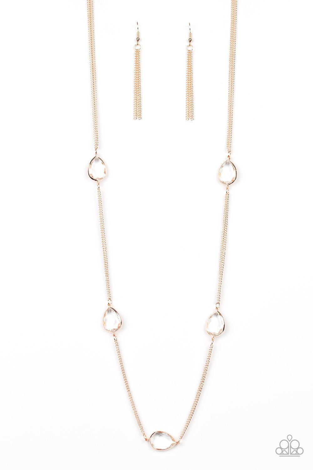 Paparazzi Teardrop Timelessness - rose gold necklace