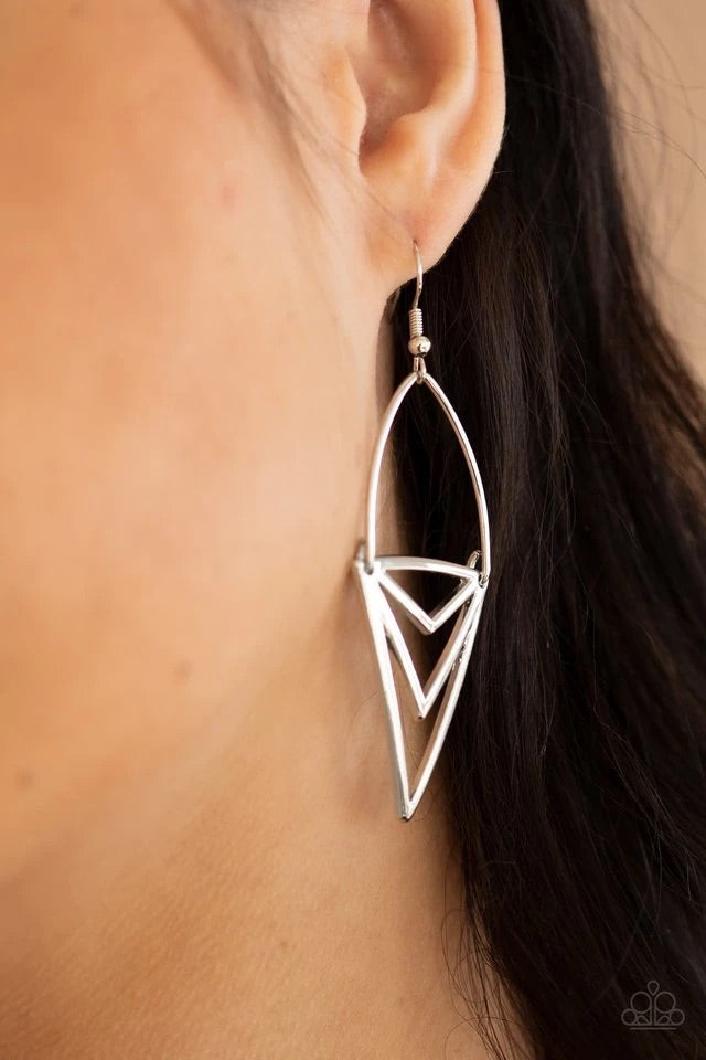 Paparazzi Proceed With Caution - Silver Earrings 