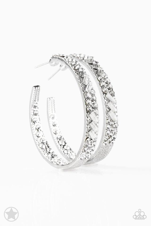 Paparazzi GLITZY By Association - White Blockbuster Earrings 