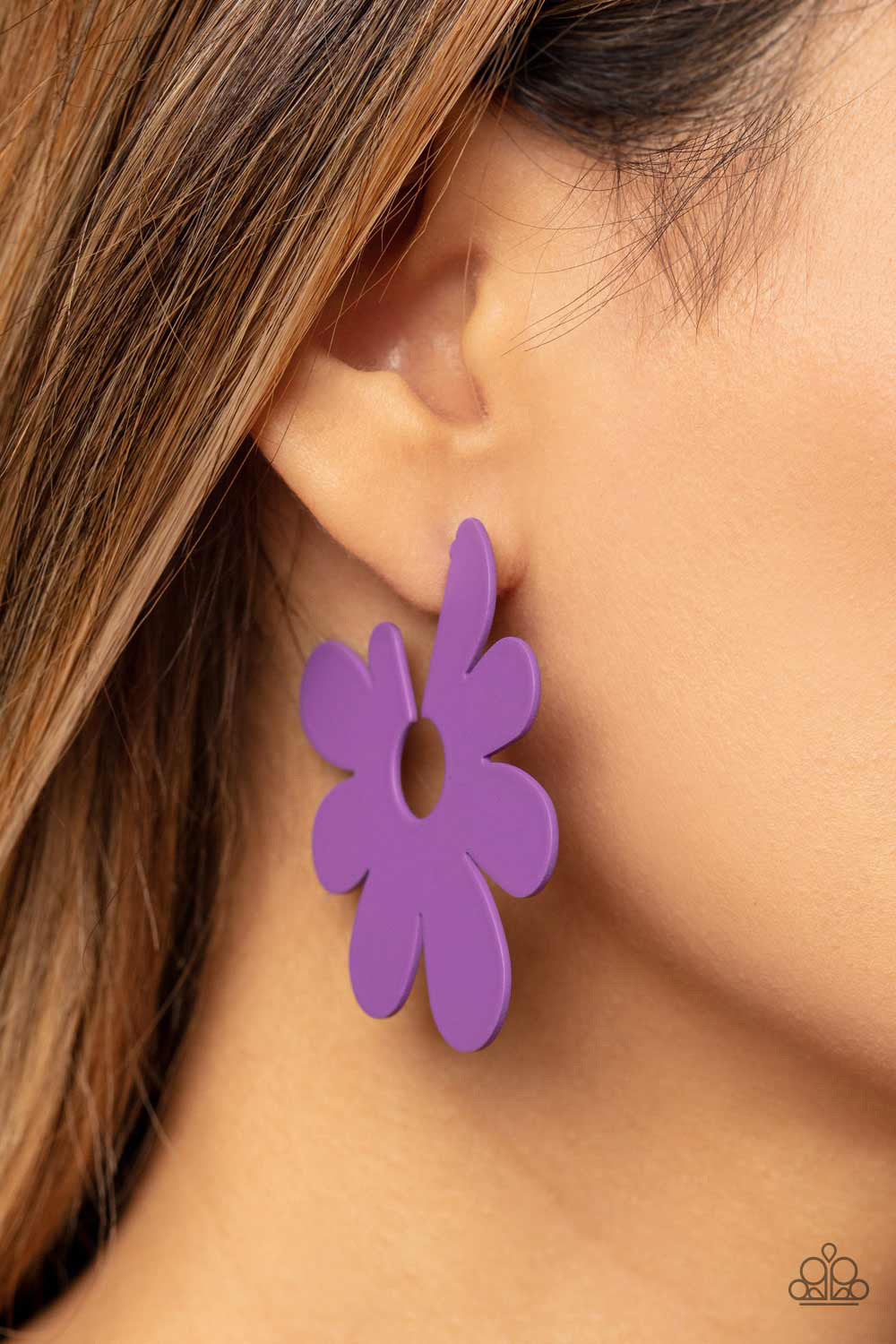 Paparazzi Flower Power Fantasy - Purple Hoop Earrings 