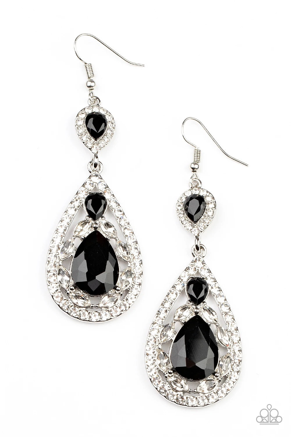 Paparazzi Posh Pageantry - Black Earrings - Life of the Party Exclusive January 2022