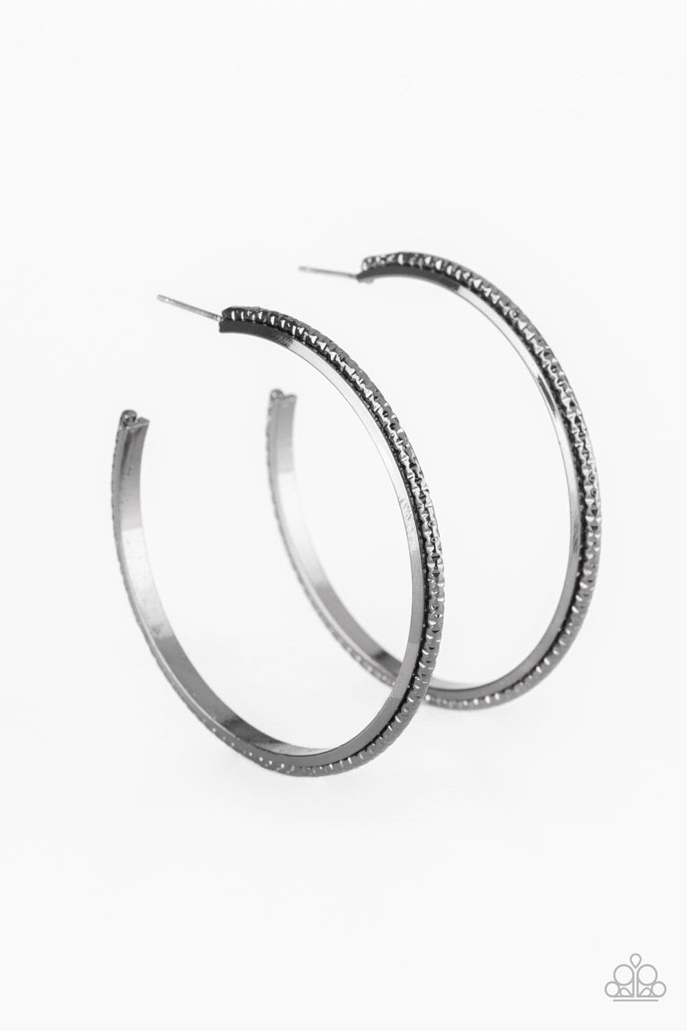 Paparazzi Girl Gang - Black Hoop Earrings 