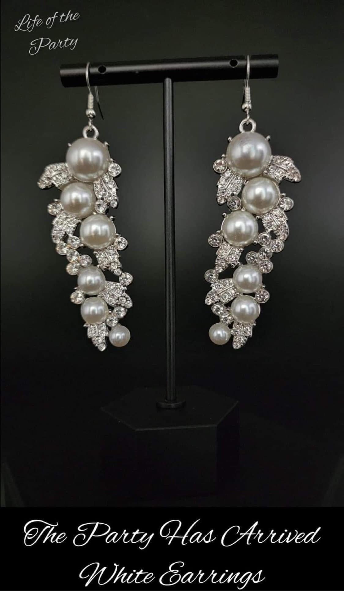 The Party Has Arrived - White Earrings - Life of the Party Exclusive July 2022