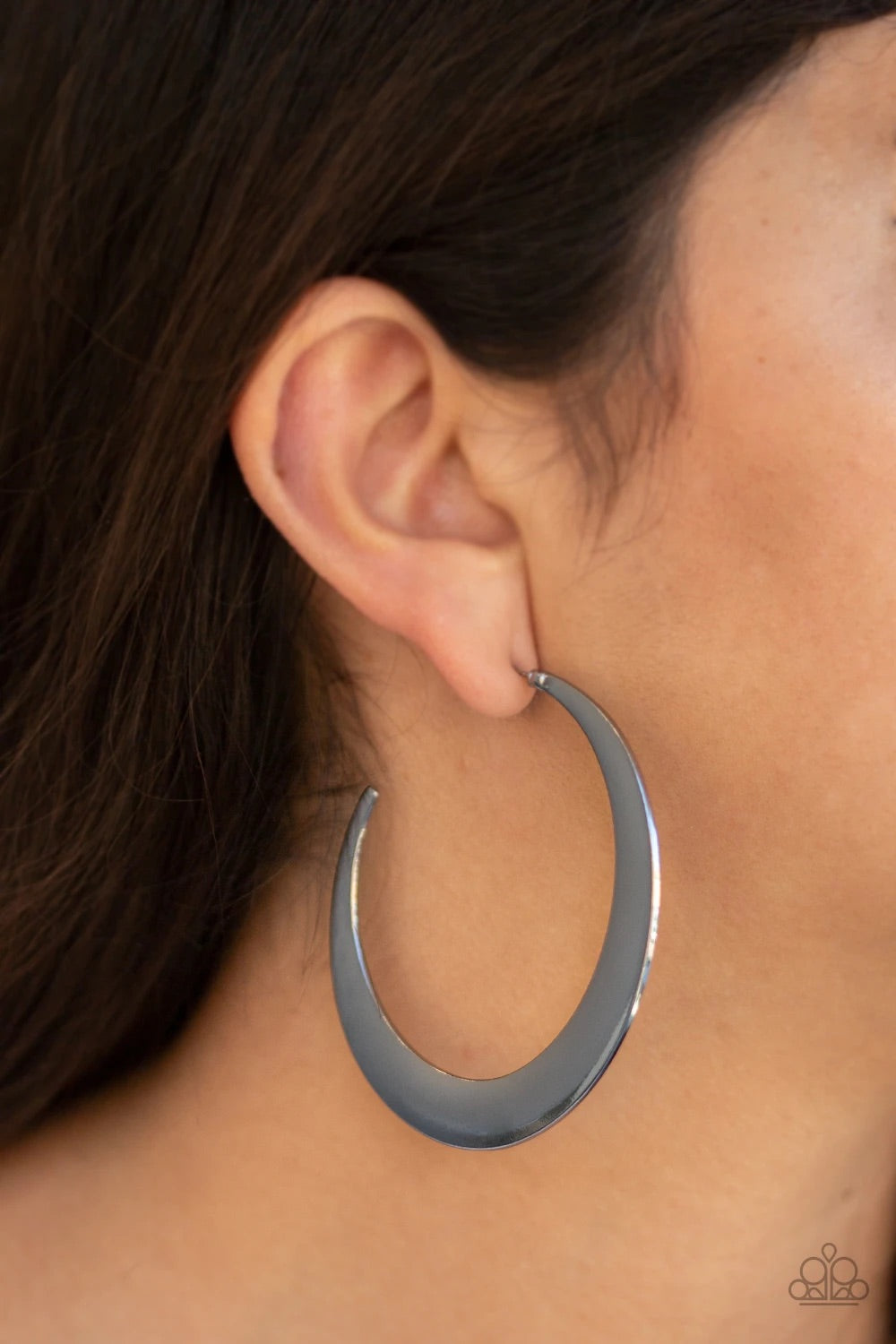 Paparazzi Moon Beam - Black Hoop Earrings