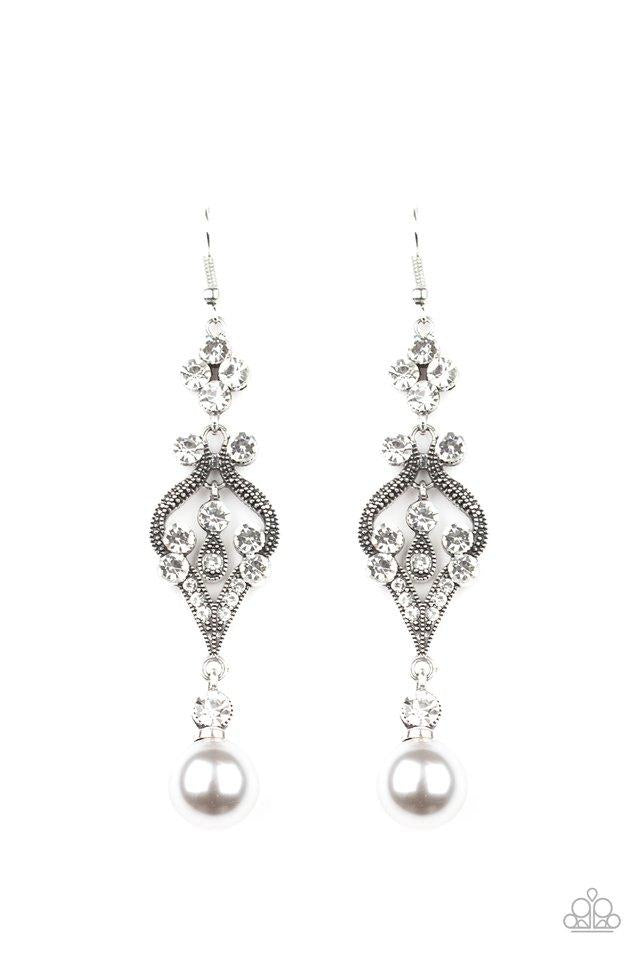 Paparazzi Elegantly Extravagant - Silver Earrings 