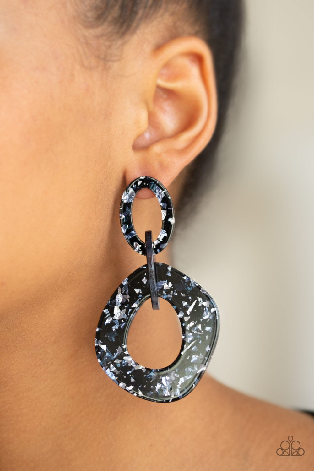 Paparazzi Confetti Congo - Blue Glittering Acrylic Earrings 