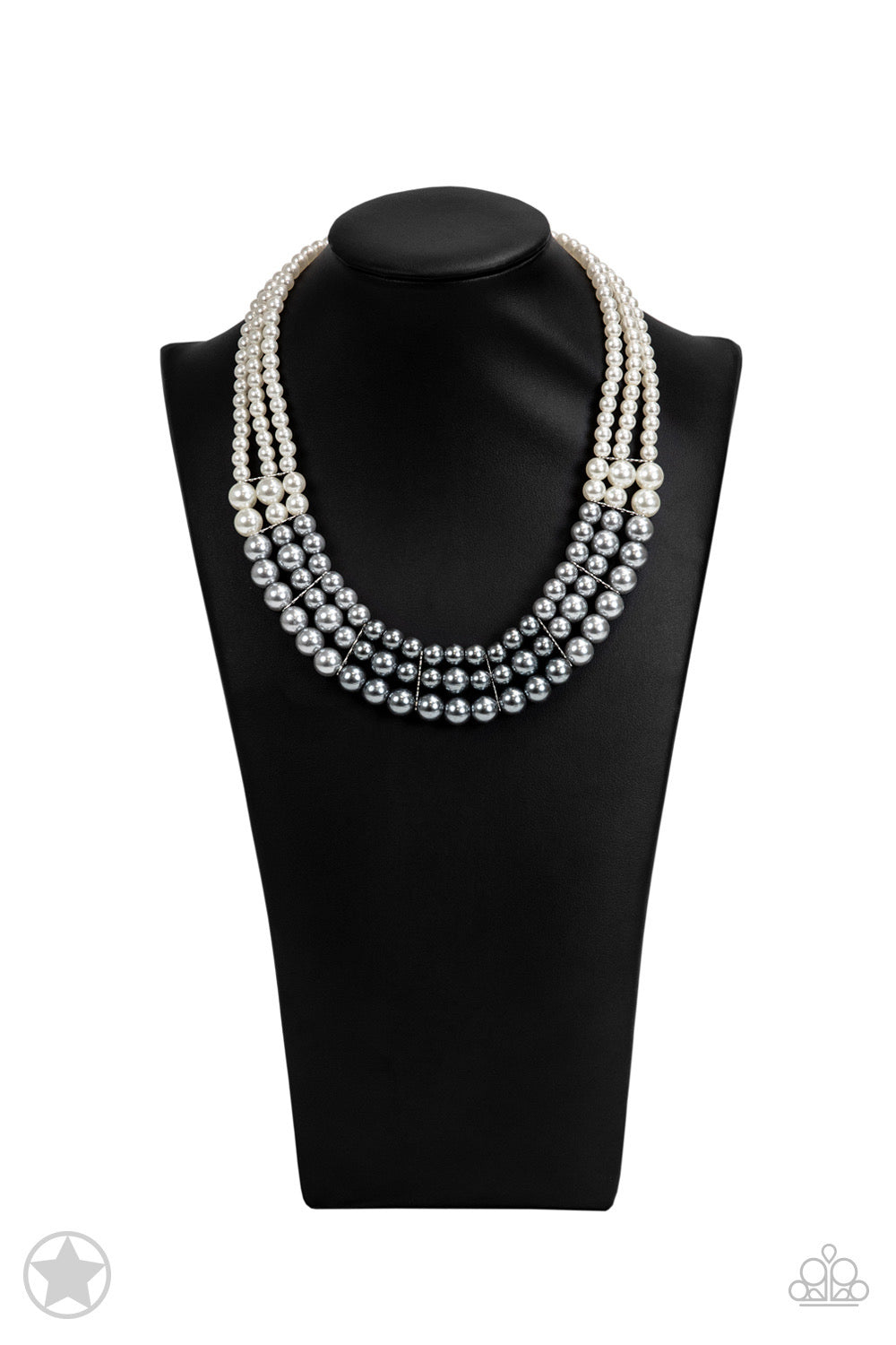 Paparazzi Lady In Waiting - Silver Pearl Blockbuster Necklace