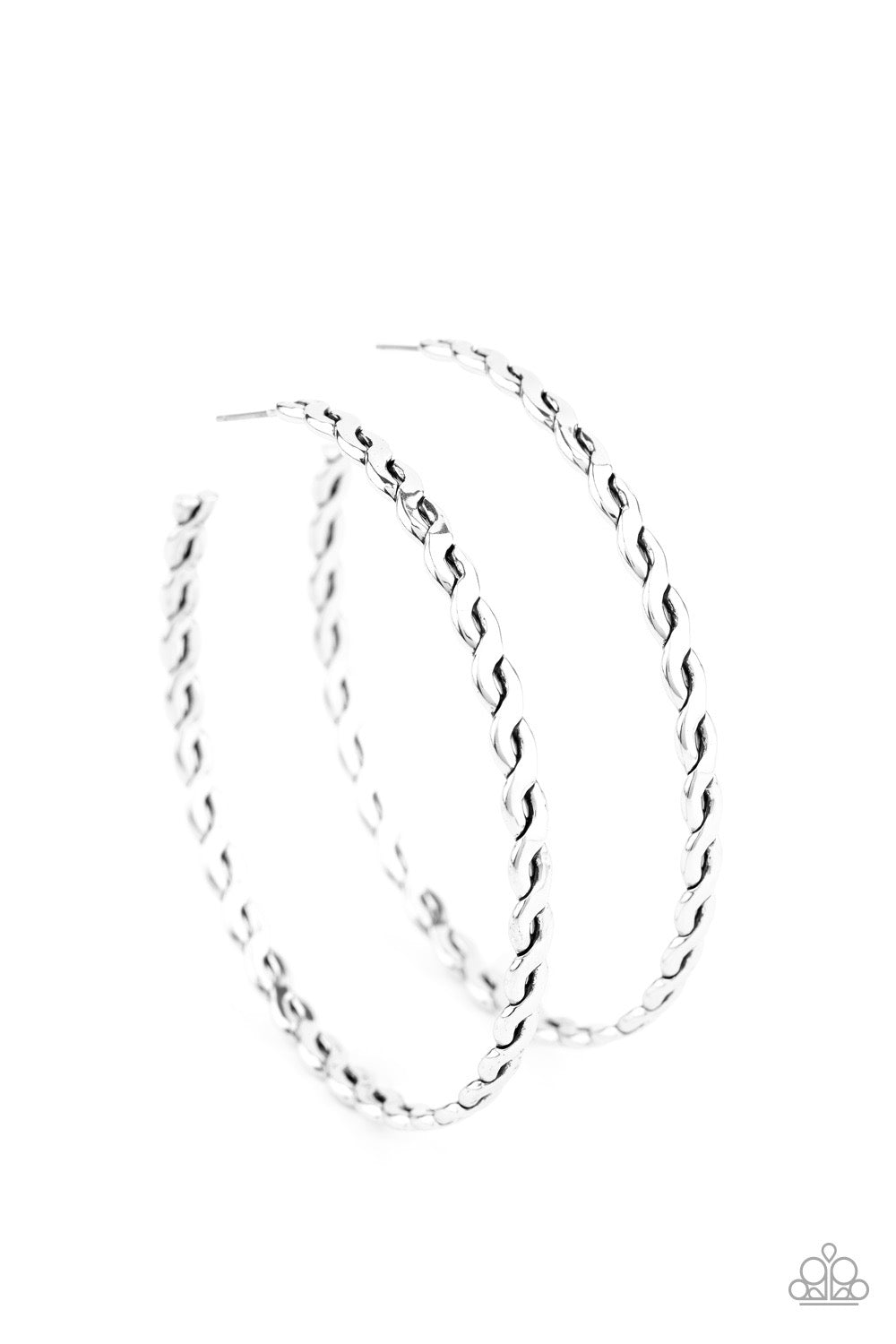 Paparazzi Infinite Twist - Silver Hoop Earrings 