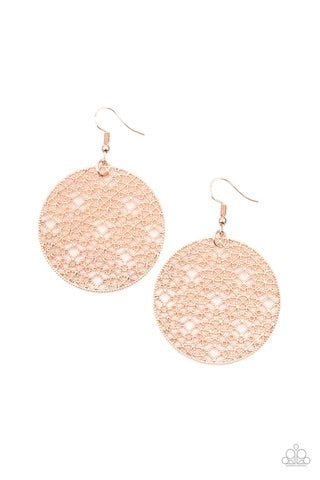 Paparazzi Metallic Mosaic - Rose Gold Earrings