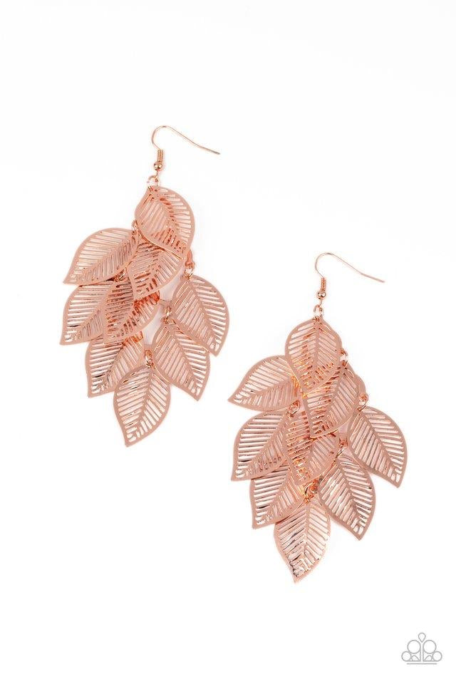 Paparazzi Limitlessly Leafy - Copper Earrings 