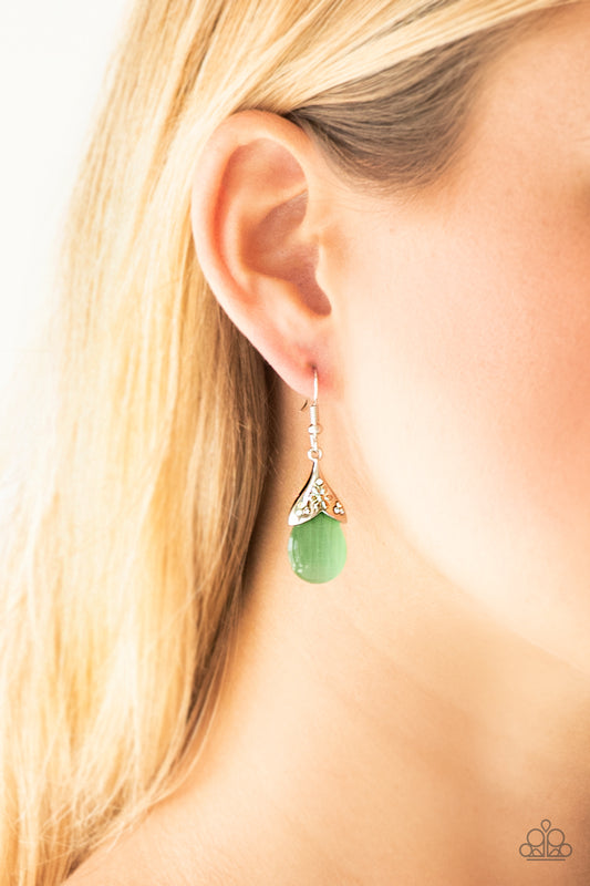 Paparazzi Spring Dew – Green Moonstone Earrings