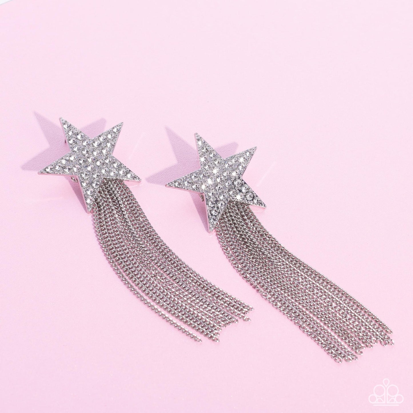 Paparazzi Superstar Solo - White Post Earrings - Life of the Party Exclusive December 2022