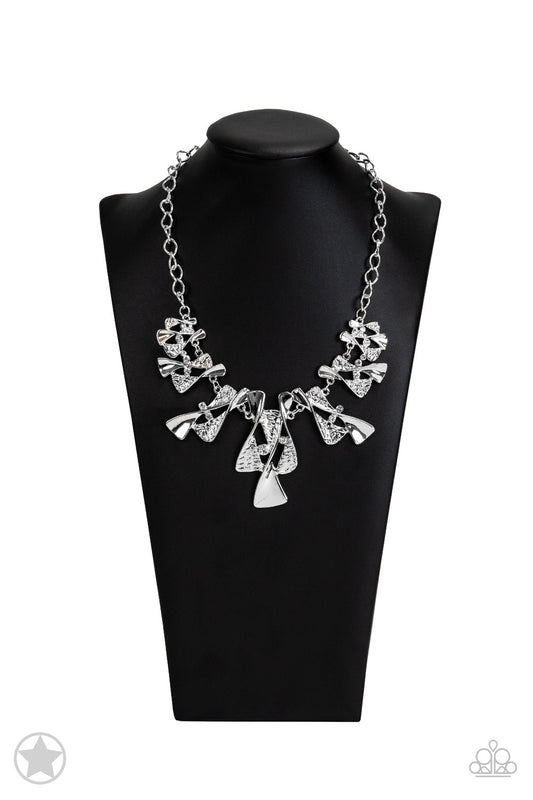 Paparazzi The Sands of Time - Silver Blockbuster Necklace